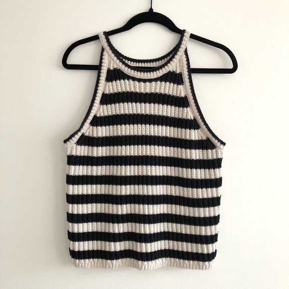 a new day Tops - a new day Black and White Striped Tank Top